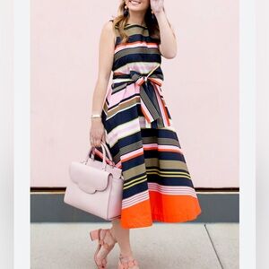 Midi cotton striped dress